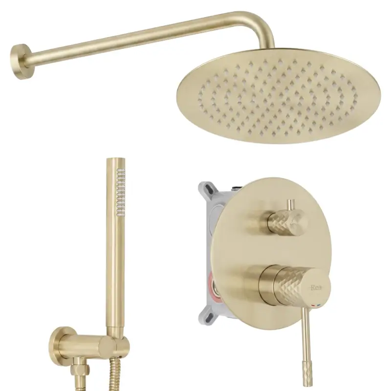 Unterputz Duschset Rea Lungo Diamond Brush Gold + BOX Rabatt