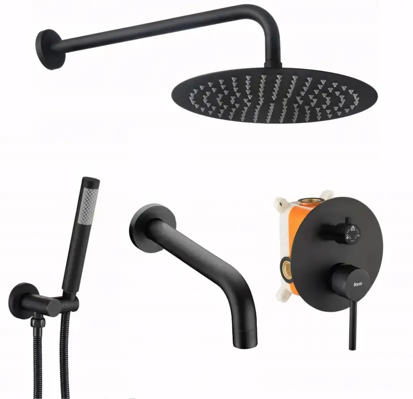 Unterputz Wannen/Dusch-Set Rea Lungo black +BOX Wochenendangebot