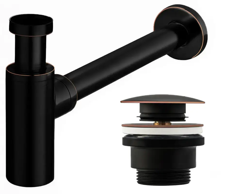 Günstig Waschbecken-Siphon Klik-Klak Universal Rea Schwarz Old Black