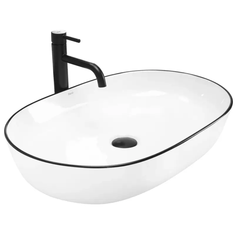 Schnäppchen Aufsatzwaschbecken Rea CLEO white Black edge