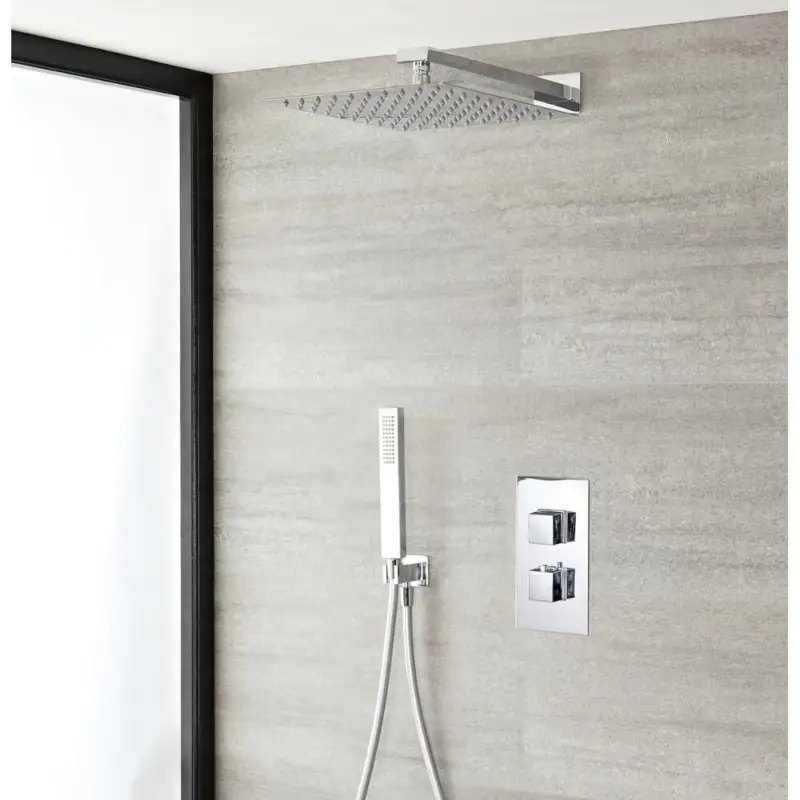 Letzte Chance Duschsystem Kubix inkl 30x30cm Kopfbrause, Handbrause & Thermostat Duscharmatur