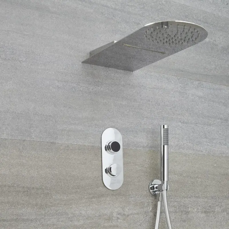 Digitale Dusche für drei Funktionen, inkl. Duschkopf mit Wasserfallausguss und Handbrause - Narus Wochenendangebot