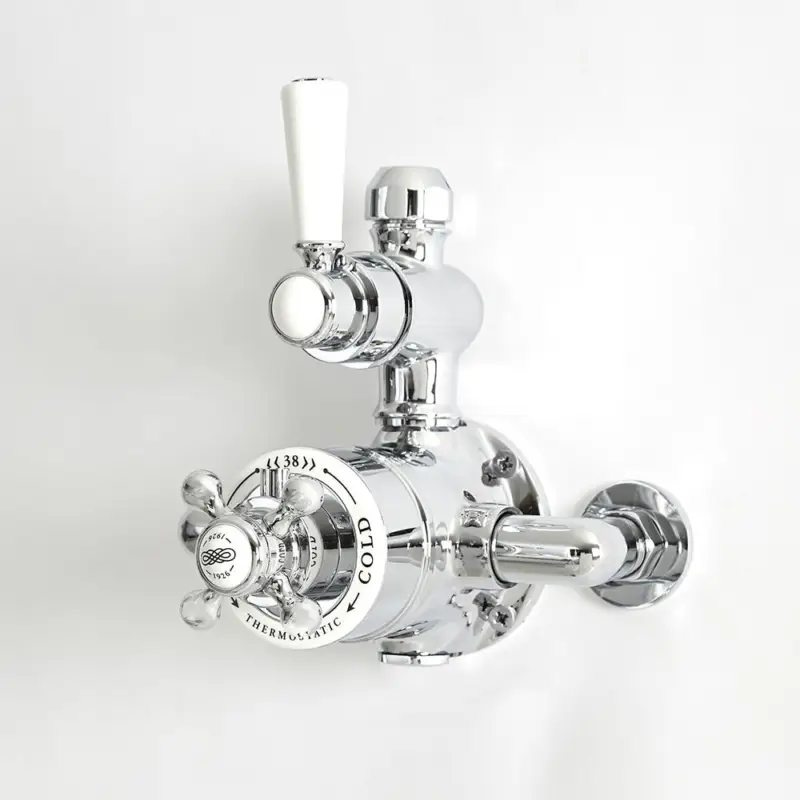 Begrenztes Angebot Retro Twin Aufputz-Thermostat für 1 Verbraucher - Chrom/Weiß - Elizabeth