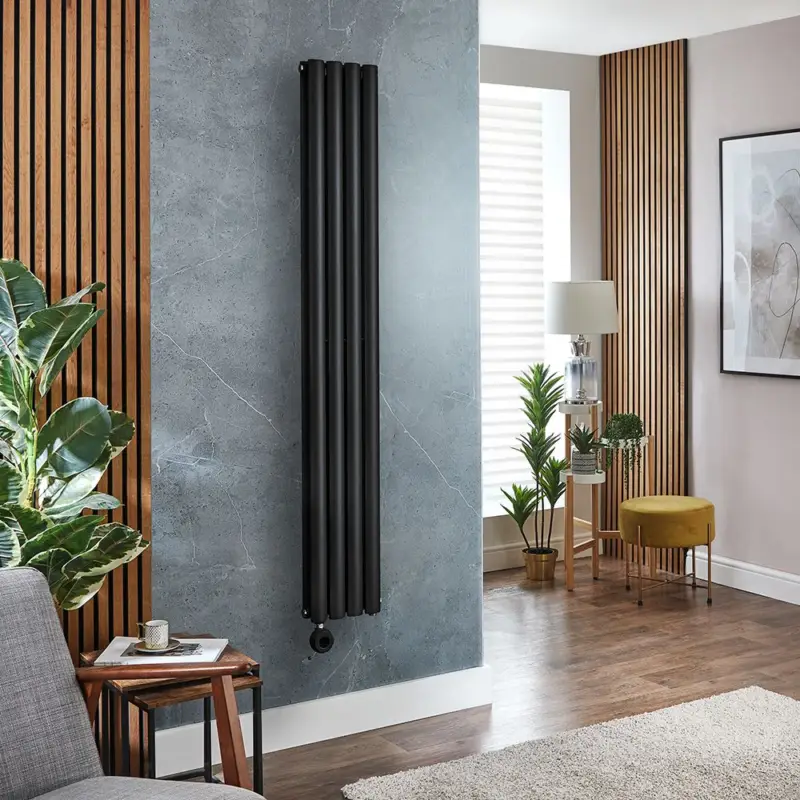 Rabatt Elektrischer Design-Heizkörper Vertikal|Größe & WLAN-Heizelement wählbar|mit Stecker oder zur Festverdrahtung, Schwarz – Revive - ECOSO by Hudson Reed