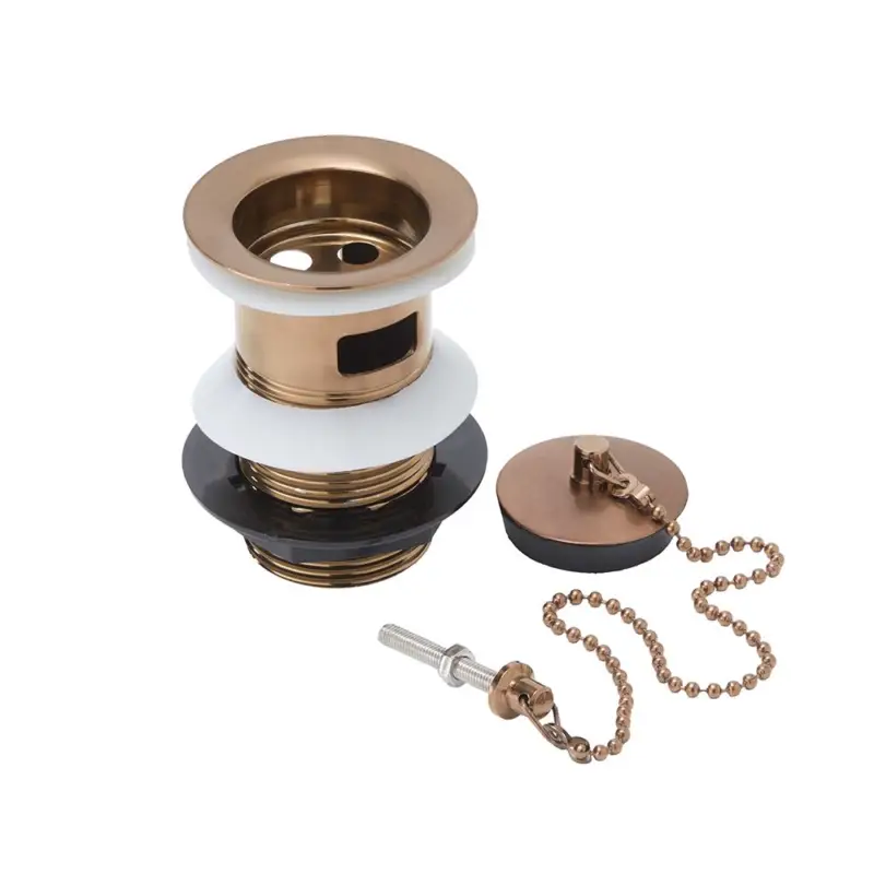 Traditioneller Ablauf mit Stöpsel und Kette – satinierte Bronze Markenware