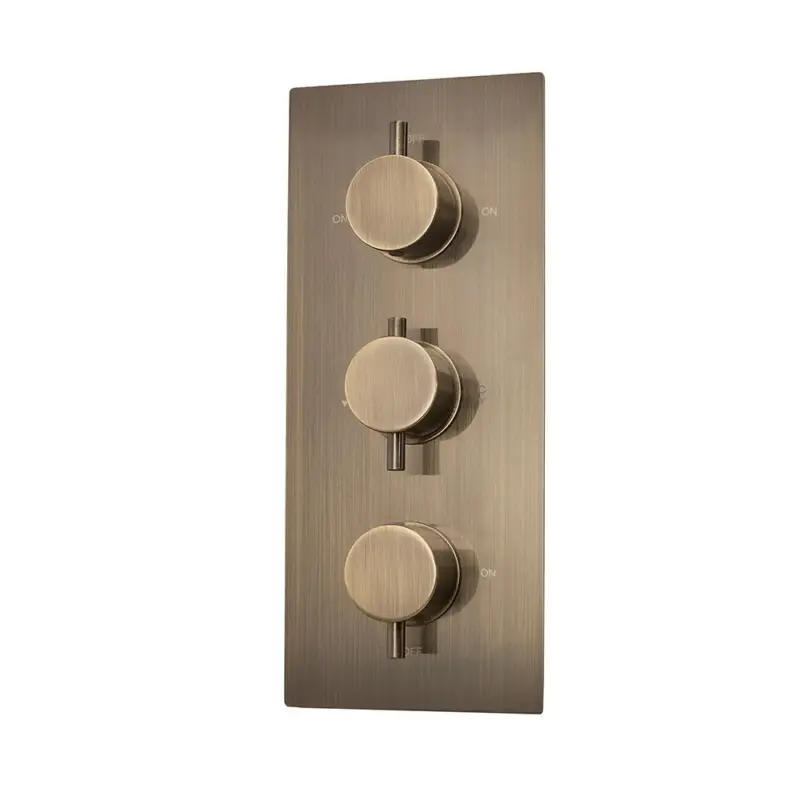 Bestpreis Unterputz-Thermostat für 3 Verbraucher, mit Umsteller – Gebürstetes Messing – Clarus
