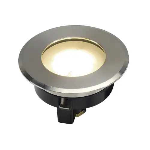 Aktuell SLV DASAR FLAT LED 230V Bodeneinbaustrahler, rund, 4,3W LED, warmweiss, Edelstahlblende