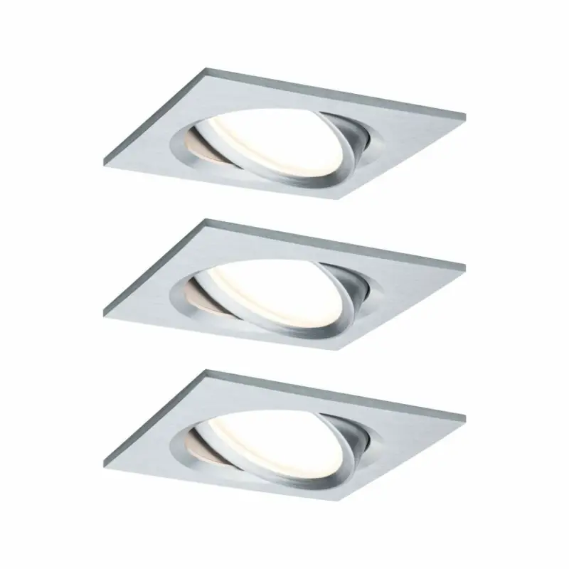Direktkauf Paulmann LED Einbauleuchten 3er-Set Nova Plus Coin eckig 6W 2700K Aluminium schwenkbar dimmbar