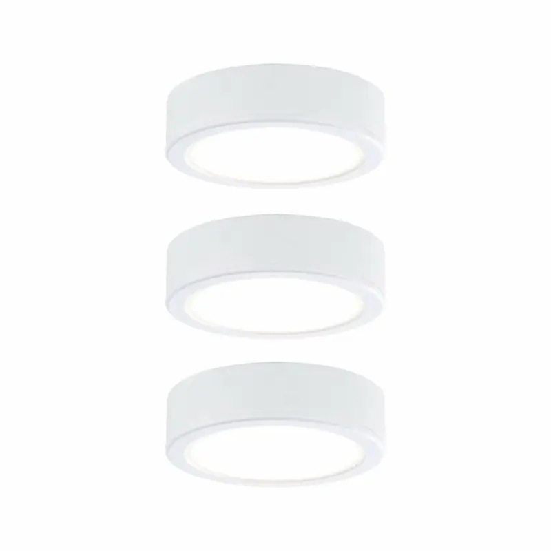 Paulmann Möbel LED Schrankleuchte Pukk Weiß rund Warmweiß 3er-Set inkl. Trafo 230V Must-Have