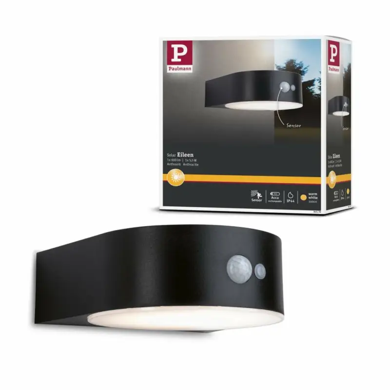 Direktkauf Paulmann Solar LED Außenwandleuchte Eileen mit Bewegungsmelder IP44 175x198mm 3000K 5,5W 600lm