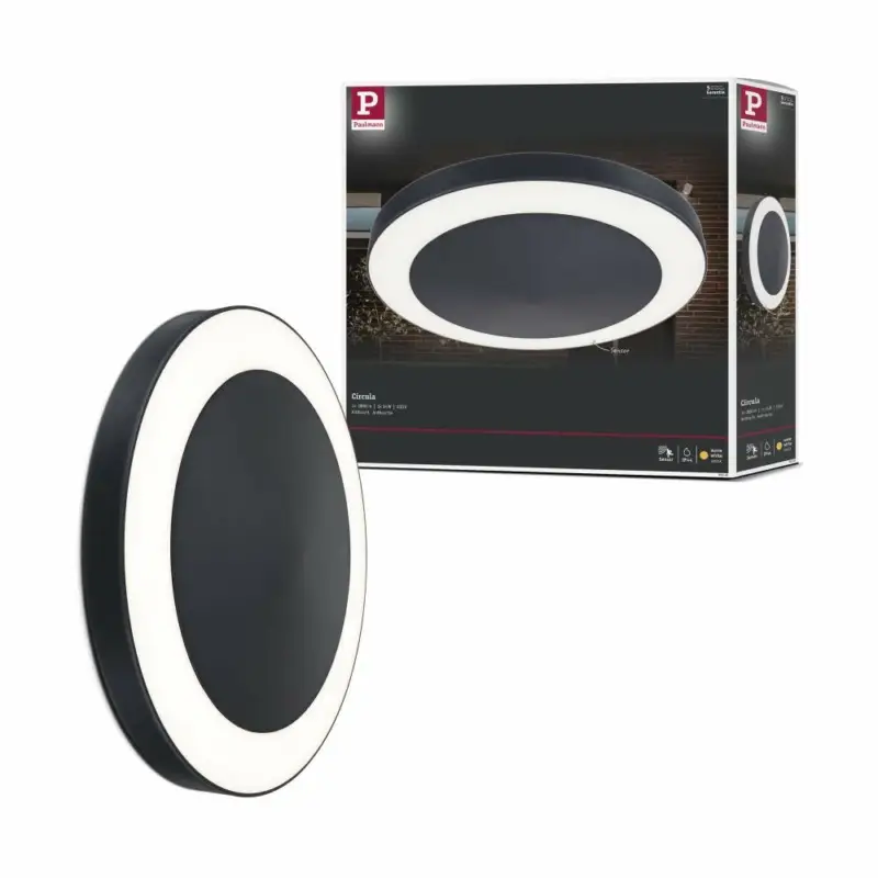 Top-Seller Paulmann LED Deckenleuchte Circula rund anthrazit mit Bewegungsmelder & Dämmerungssensor IP44 880lm 3000K 230V seewasserresistent