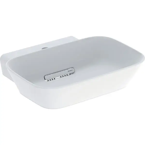 Aufsatzwaschtisch in Schalenform „One“ mit horizontalem Ablauf, rechteckig 50 × 42,5 cm in weiß alpin Online Kaufen
