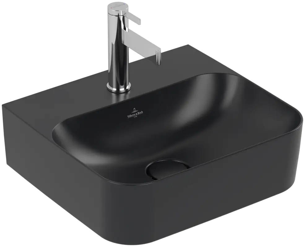 Kracherpreis Villeroy & Boch Handwaschbecken Finion 430x390mm Rechteck Pure Black CeramicPlus