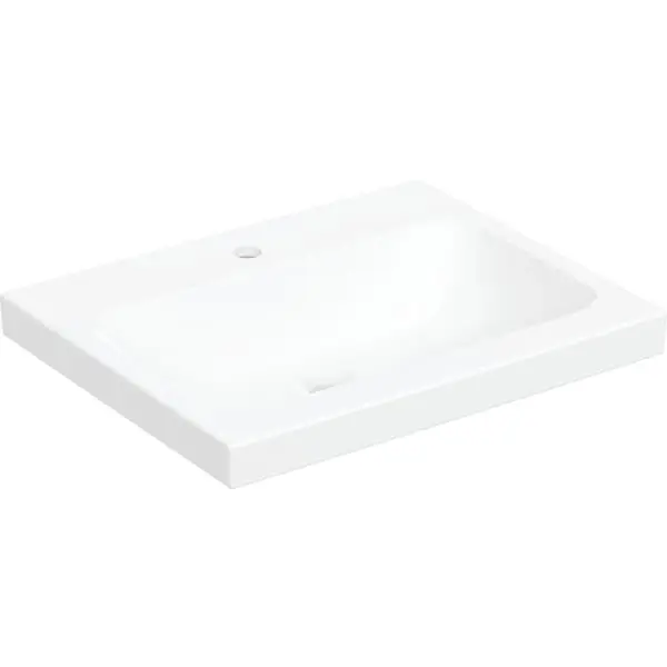 Aufsatzwaschtisch „iCon Light“, rechteckig, Hahnlochposition mittig 60 × 48 cm in Edelstahl Kracherpreis
