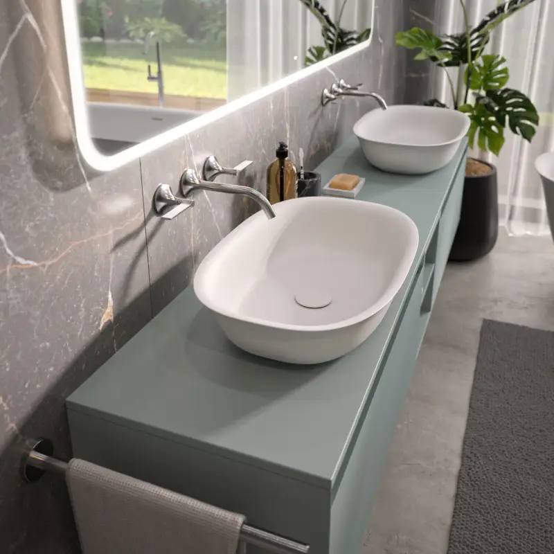 repaBAD Aufsatzwaschtisch „Pescara“ 480 × 320 × 130 mm in Arctic White Versand Am Gleichen Tag