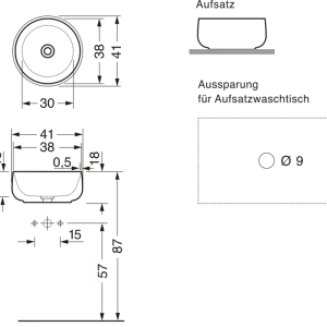 repaBAD Aufsatzwaschtisch „Seed“ ⌀ 410 mm in Weiß Neue Ware