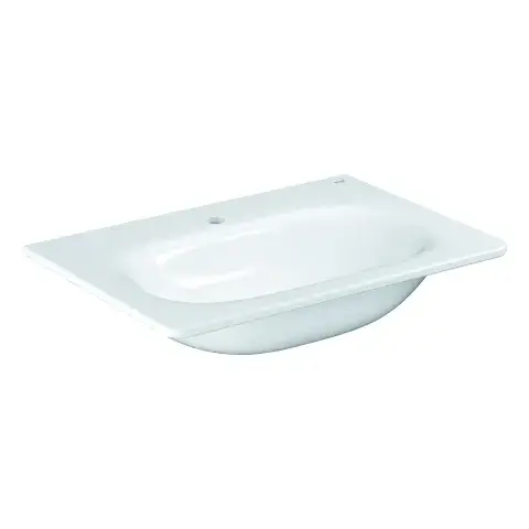 Waschtisch Essence 39564_H, 70 cm, wandhängend, 700 x 485 mm, 1 Hahnloch - 2 weitere vorgestochen, mit Überlauf auf der entgegengesetzten Seite zur Armatur, mit Überlauf, aus Sanitärkeramik, PureGuard Hygieneoberfläche, alpinweiß Saisonangebot