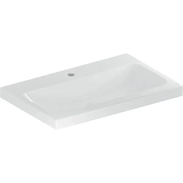 Wandwaschtisch „iCon Light“, mittig, rechteckig, Hahnlochposition mittig 75 × 48 cm in Edelstahl Neue Kollektion
