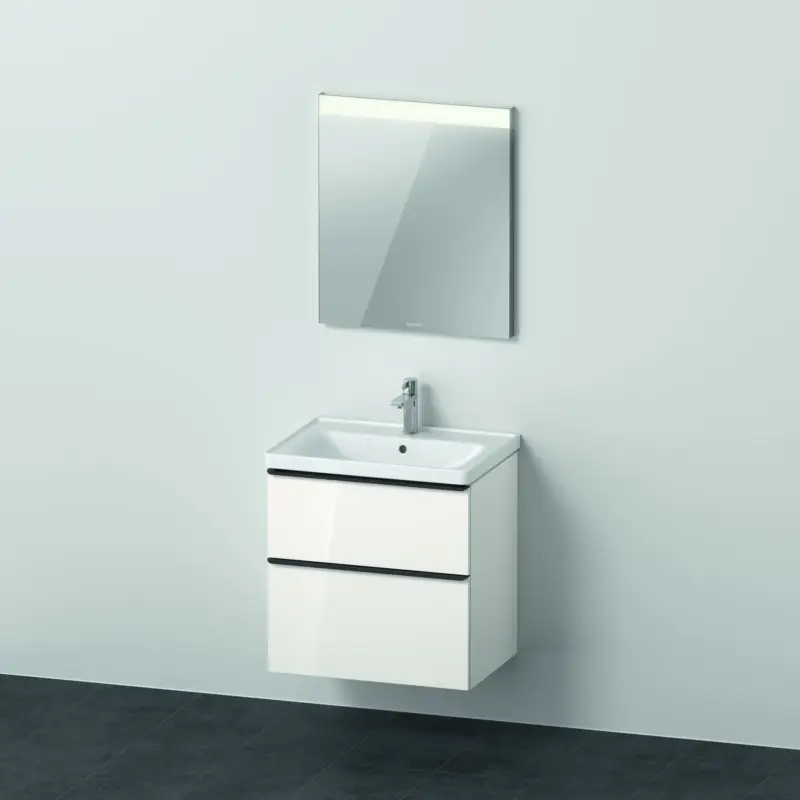 Wochenendangebot Duravit Waschtischunterschrank Möbelwaschtisch mit Waschtischunterbau und Spiegel „D-Neo“ 65 × 200 × 48 cm in Weiß Hochglanz, Weiß Hochglanz