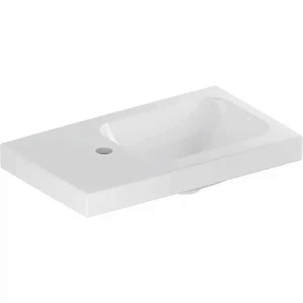 Wandwaschtisch mit Ablagefläche „iCon Light“, rechteckig, Hahnlochposition links, Ablagefläche links, mittig 53 × 31 cm mit KeraTect® Beliebt