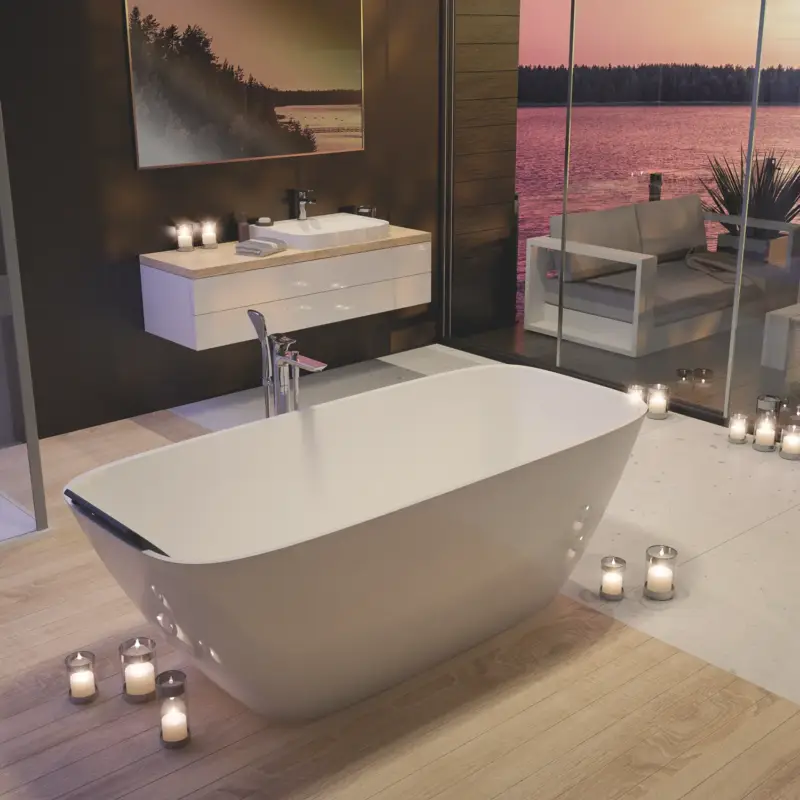 Hoesch Badewanne „Lasenia“ freistehend oval 150 × 70 cm in Weiß Nur Heute