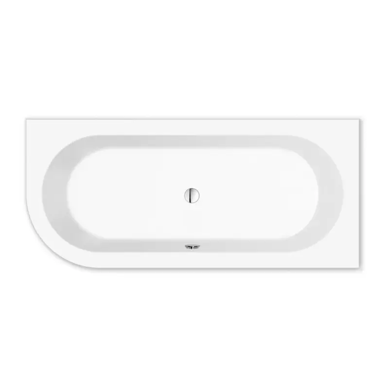 Neuheit repaBAD Badewanne „Livorno Oval“ vorwand oval 1800 × 800 mm, Mittelablauf, links in Weiß