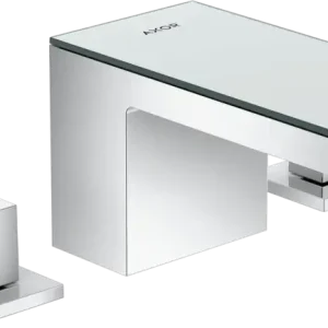 Hansgrohe AXOR MyEdition 3-Loch Waschtischarmatur 70 mit Push-Open Ablaufgarnitur, Chrom/Spiegelglas Zertifiziert