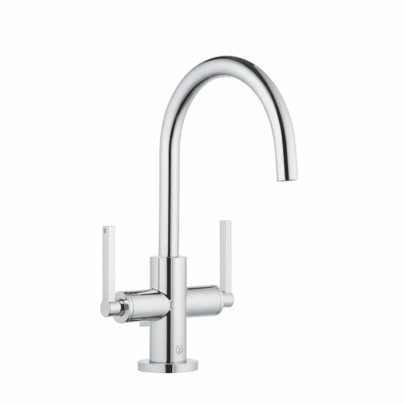 Kludi NOVA FONTE Waschtischarmatur, Puristic, chrom, DN 15, 2-Griff, 1-Loch-Montage, schwenkbarer/arretierbarer Auslauf, DVGW-zugelassen Günstig