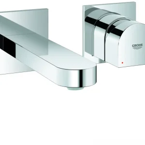 2-Loch-Waschtischbatterie Plus 29303_3, Wandmontage, Fertigmontageset für 23200, Ausladung 147 mm Billig