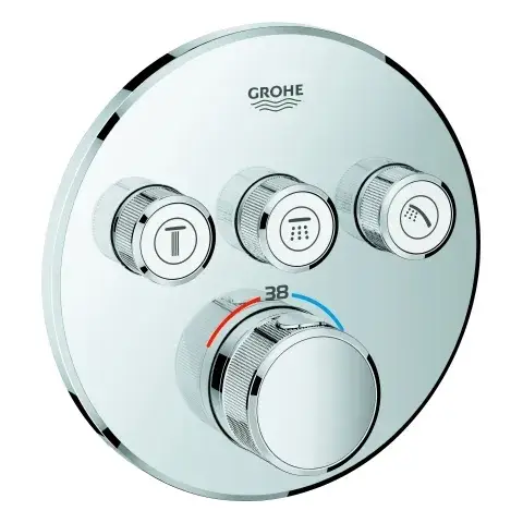 Schneller Versand Thermostat Grohtherm SmartControl 29121, mit 3 Absperrventilen, Fertigmontageset für Rapido SmartBox, Wandrosette rund