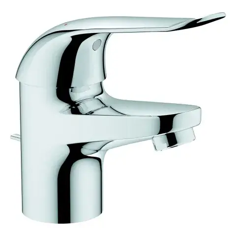 Zertifiziert Einhand-Waschtischbatterie Euroeco Special 32763, Einlochmontage, Zugstangen-Ablaufgarnitur 1 1/4'', 35 mm Keramikkartusche, Hebellänge 120 mm