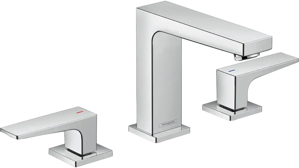Hansgrohe Metropol 3-Loch Waschtischarmatur 110 mit Hebelgriffen und Push-Open Ablaufgarnitur, Chrom Nur Heute