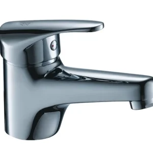 Waschtisch-Einhandbatterie AqvaBasic II - 1" 1/4 Zugstangen-Ablaufgarnitur - Kartusche mit keramischen Dichtscheiben - Heißwassersperre - Wassermengendurchflussregulierung - flexible Druckschläuche 3/8", DVGW W270 - P-IX 18222/IA - chrom Ausverkauf
