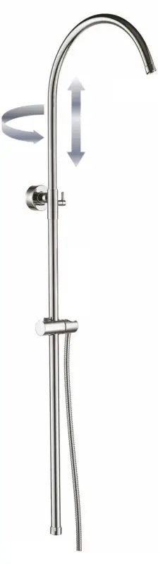 Standbrausegarnitur AqvaShower 3/4" - Brausebogen 180° - schwenkbar - höhenverstellbar - Metalleffekt- Brauseschlauch 1600 mm × 1/2″ × 1/2″ 1 Konus - chrom Direkt Vom Hersteller