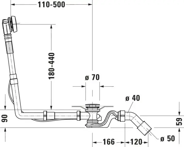 Duravit Ab- und Überlaufgarnitur für Badewannen Modell 792208 Preisreduziert