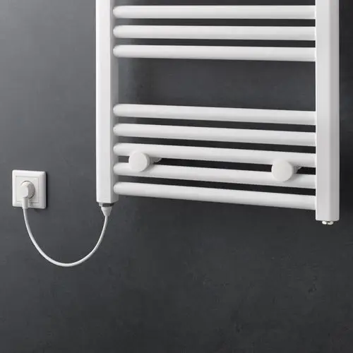 Versand Am Gleichen Tag HSK Design-Handtuchwärmer „Line“ Elektrobetrieb 60 × 121,5 cm in Weiß