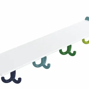 Sonderaktion HEWI Kids Erweiterungsset Ablage mit Dreifachhaken, 4 Plätze, Aquablau, 608 x 89 x 132 mm