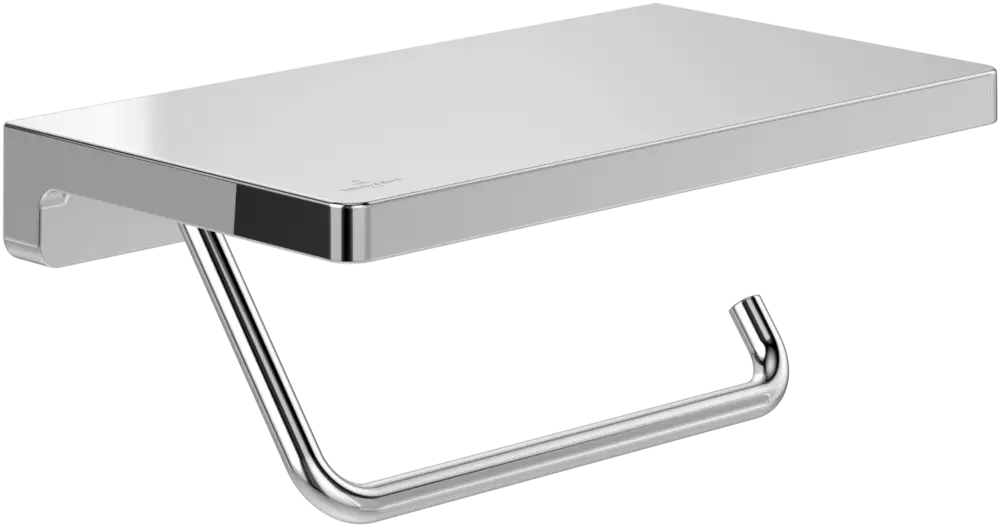 Kostenfreie Lieferung Villeroy & Boch Elements - Striking Toilettenpapierhalter mit Ablage, Chrom, 200x79x110 mm