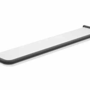 HEWI Ablage, Edelstahlrundrohr, pulverbeschichtet, Glasablage, Serie 480, Schwarz tiefmatt Wochenendangebot