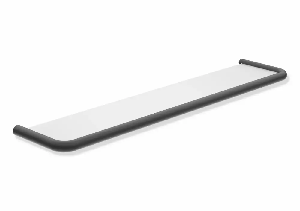 HEWI Ablage, Edelstahlrundrohr, pulverbeschichtet, Glasablage, Serie 480, Schwarz tiefmatt Wochenendangebot