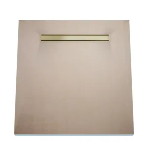 Ausverkauf Duschelement 90 x 90 cm 4-seitiges Gefälle mit Sekundärentwässerung Wiper Showerlay Line Elite PVD Ponente Brass