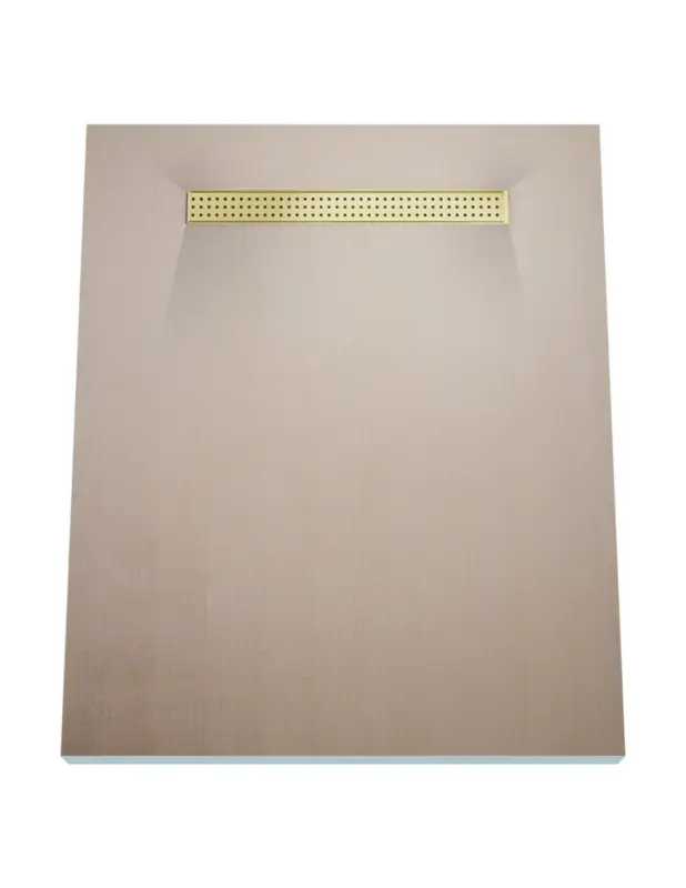 Duschelement 80 x 120 cm 4-seitiges Gefälle mit Sekundärentwässerung Wiper Showerlay Line Elite PVD Sirocco Gold Nur Heute