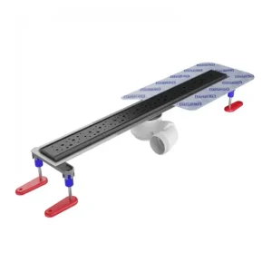 Abverkauf Duschrinne mit Sekundärentwässerung 100 cm Wiper Elite PVD Mistral (Tropfen) black