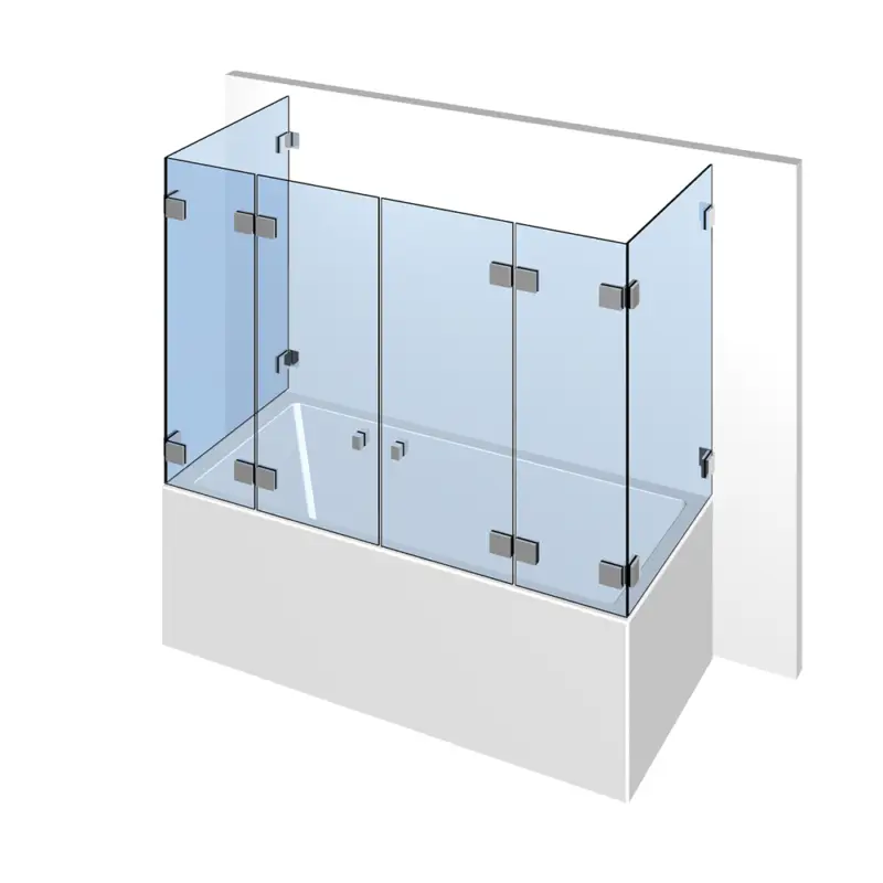 Versand Am Gleichen Tag Glasdusche Nivello+ 10-606, 2flg. Duschtür zwischen 2 Festteilen auf der Badewanne