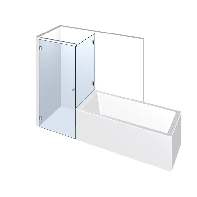 Preisknaller Glasdusche Nivello 11-615, 1flg. Duschtür mit 90° Festteil auf/an der Badewanne