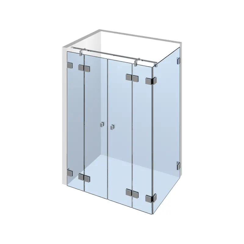 Glasdusche Flamea 7-213, 2flg. Duschtür zwischen 2 Festteilen in eine Ecke Zertifiziert