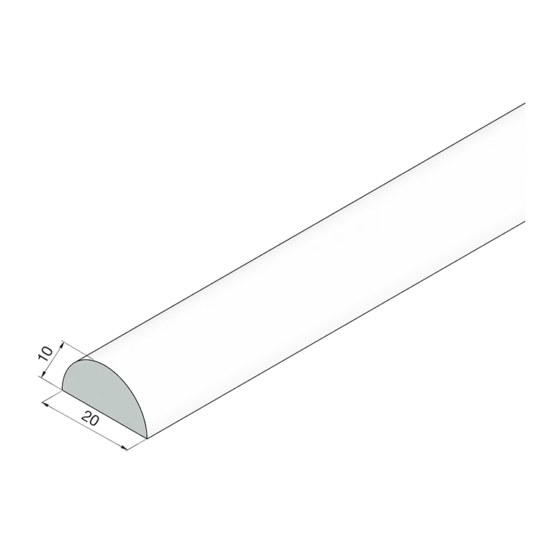 Acrylstab halbrund als Schwallschutzprofil, 10 mm hoch Günstig