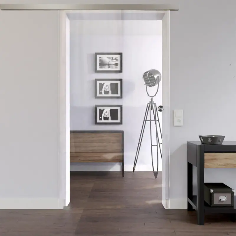Finale Aktion BASIC Glasschiebetür Klarglas - Smart Line Soft zur Wandmontage