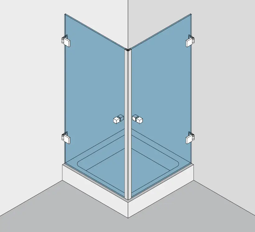 Sichere Zahlung Beschlagset BH 112 Typ 120, mit Hebe-Senk-Funktion, für 2 Duschtüren über Eck 90°