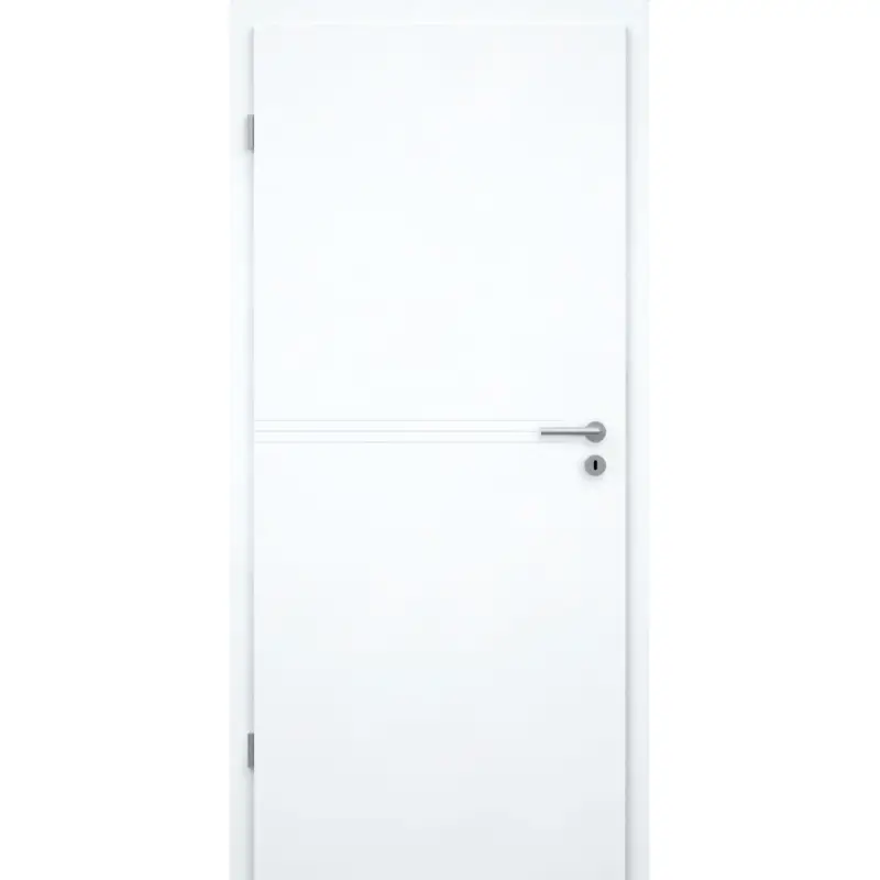 Direktkauf Wohnungseingangstür mit Zarge brillant-weiß 3 Rillen Designkante SK1 / KK3 - Modell Designtür Q33